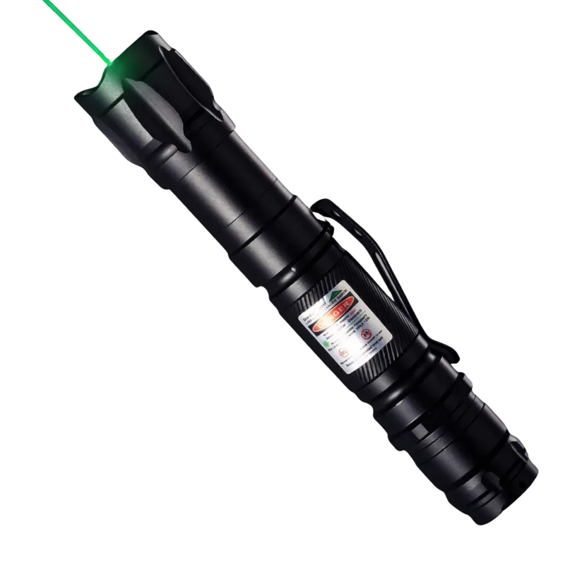 Close view of the laser pointer body and pocket clip