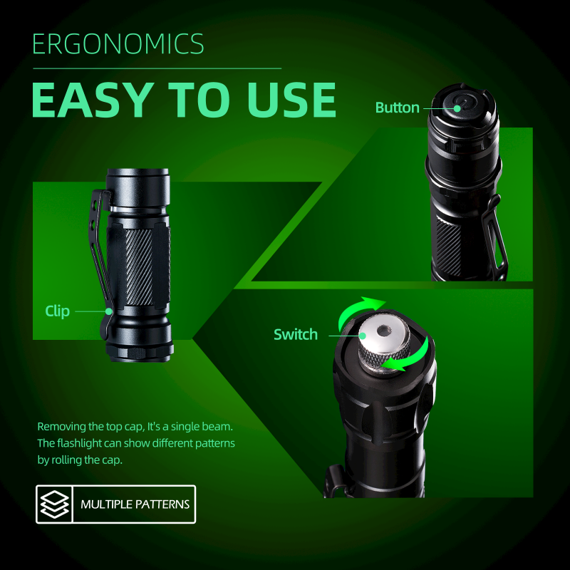 Green laser pointer easy to use button and switch details