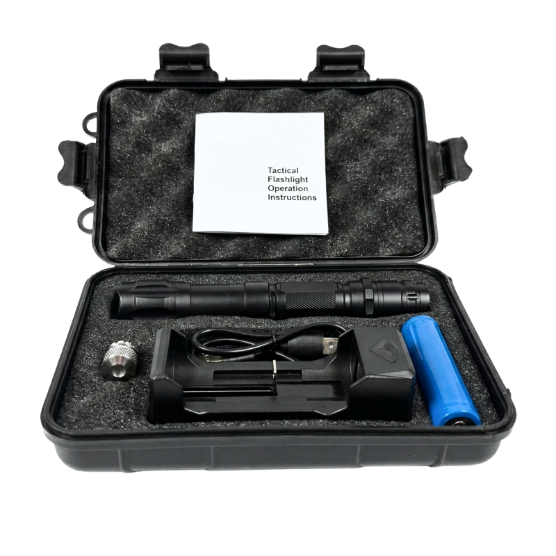 Tactical green laser pointer complete kit with hard case and battery