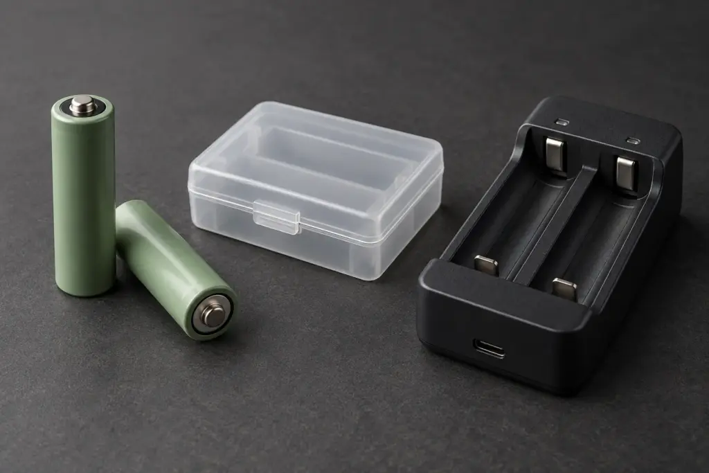 Generic rechargeable batteries and charging cradle